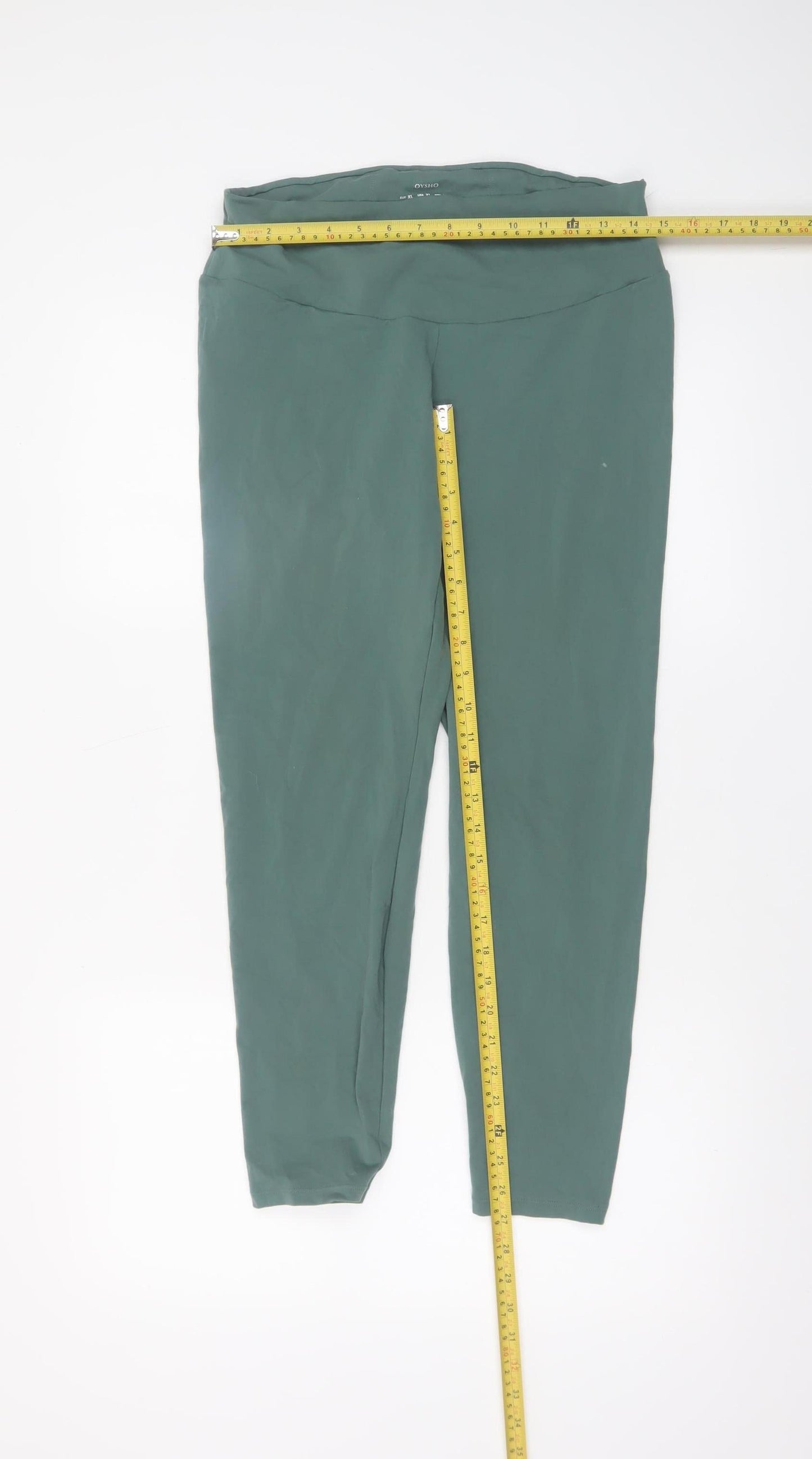 Oysho Womens Green XL Leggings Yoga High Waist Stretch Trousers