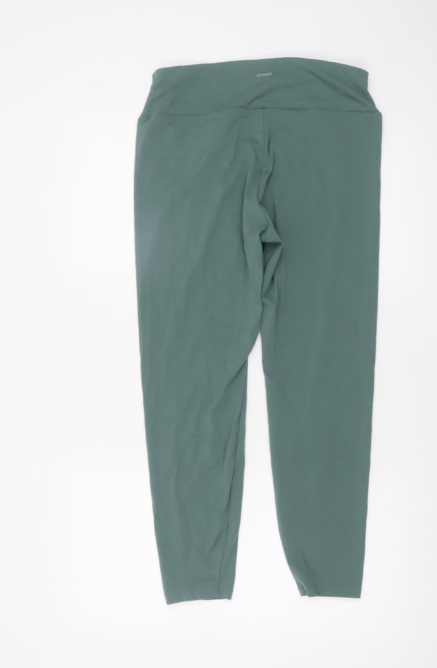 Oysho Womens Green XL Leggings Yoga High Waist Stretch Trousers