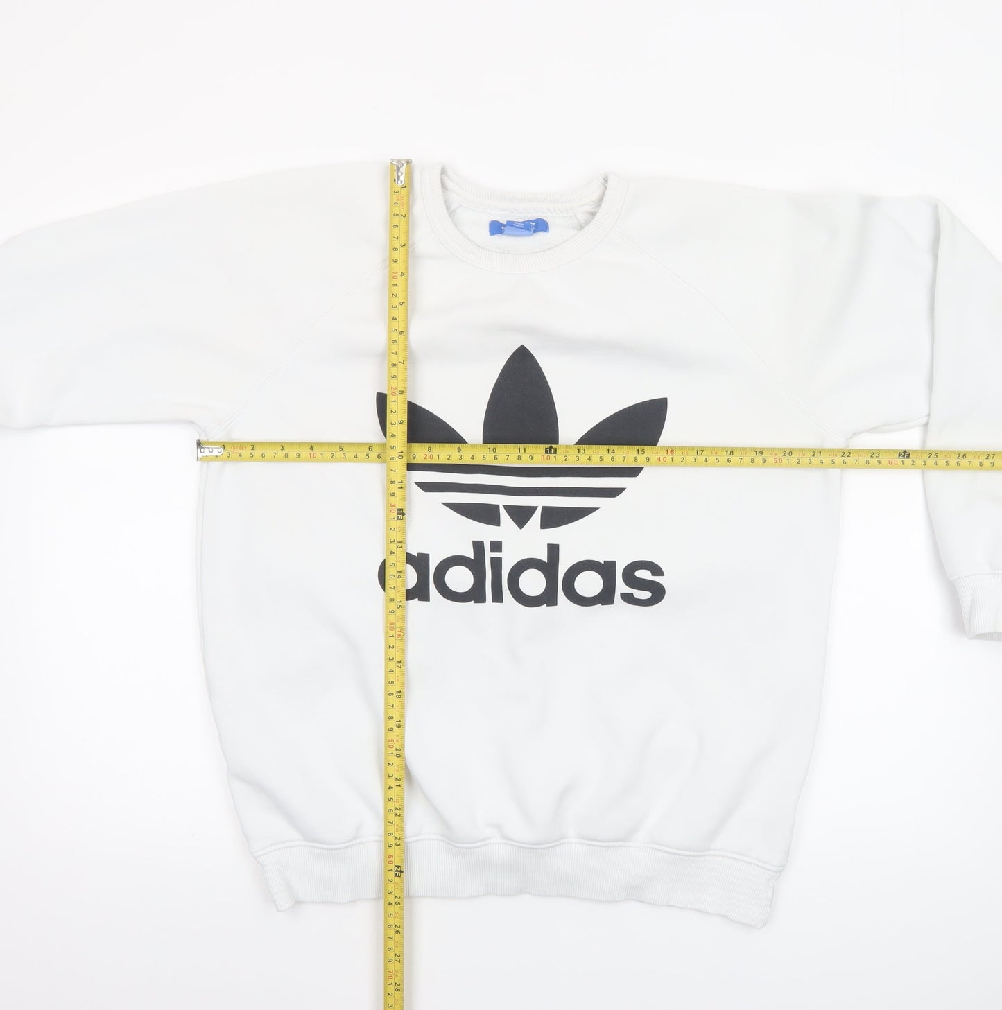 Adidas Men's White Medium Crew Neck Pullover Sweatshirt