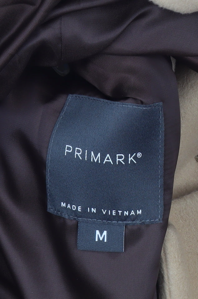 Primark Men's Beige Wool Blend Overcoat Medium Single Breasted Smart Jacket