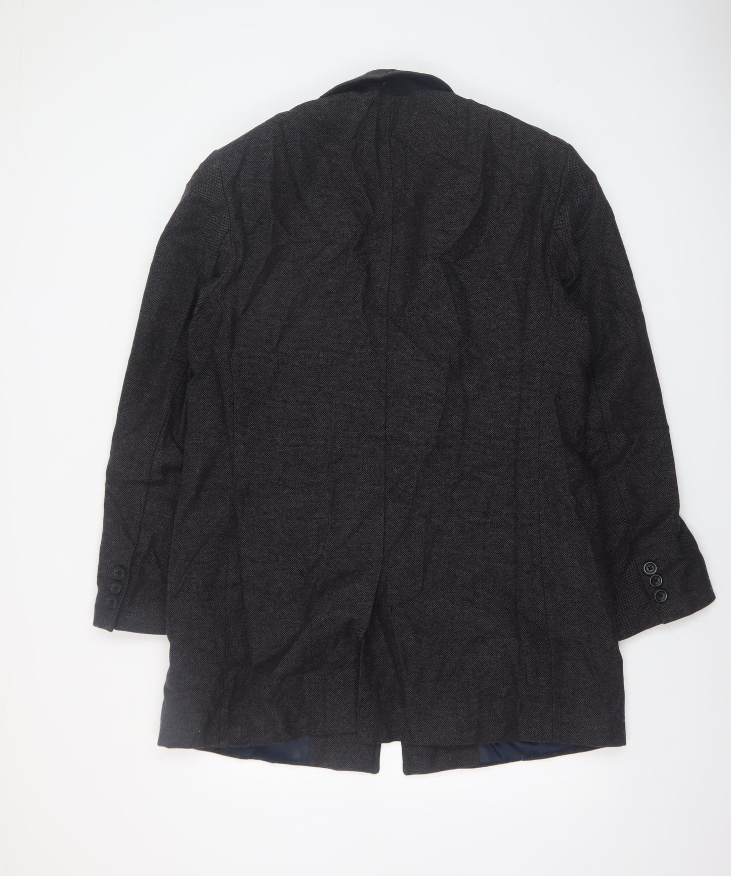 Next Men's Grey Wool Blend Herringbone Overcoat M