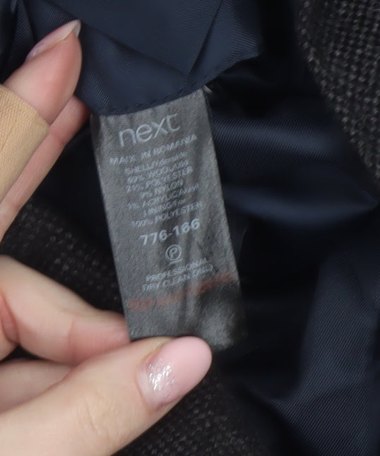 Next Men's Grey Wool Blend Herringbone Overcoat M