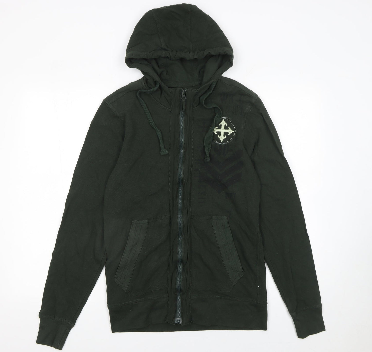 Black Jack Men's Green Full Zip Hoodie Size S Army Style Cotton