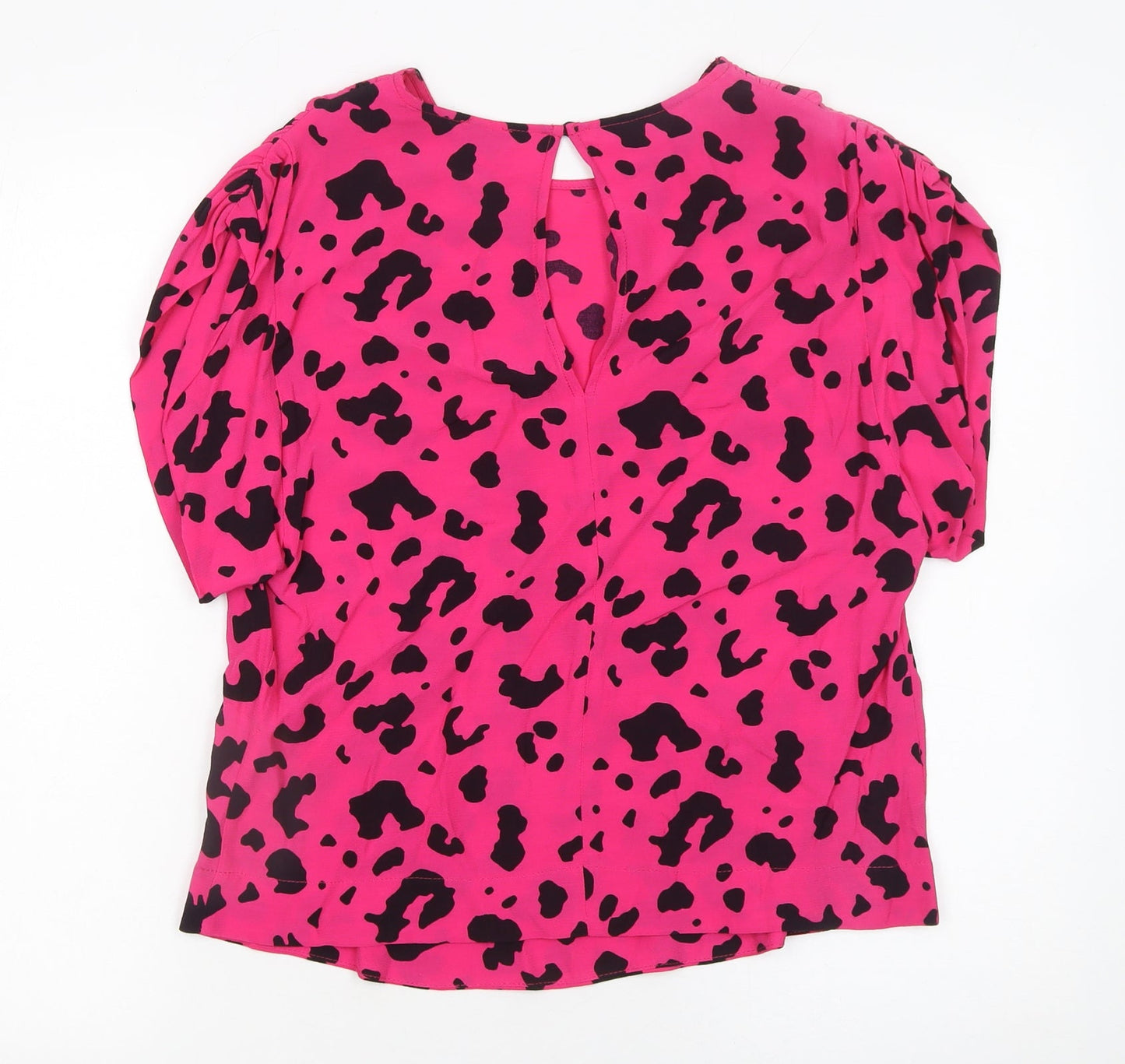 River Island Women's Pink Animal Print Blouse Size 8 Viscose Top