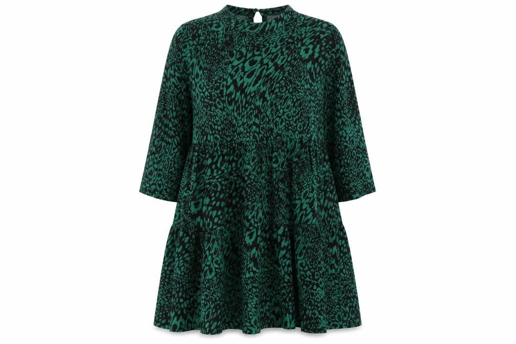 Dorothy Perkins Women’s Green Animal Print Shift Dress Size 14