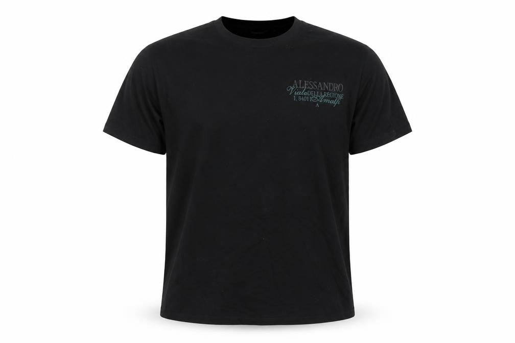 Alessandro Zavetti Men’s Black Amalfi Graphic Print Cotton T-Shirt XL