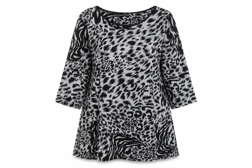 Marks and Spencer Womens Black Animal Print Tunic Top Size 10