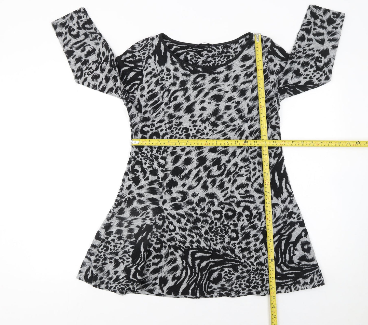 Marks and Spencer Womens Black Animal Print Tunic Top Size 10