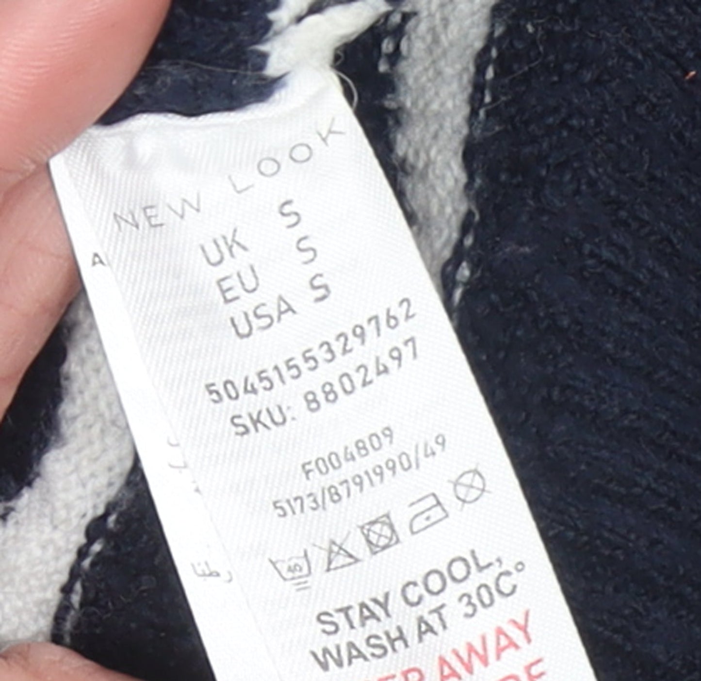 New Look Women's Blue Striped Crew Neck Pullover Jumper Size S