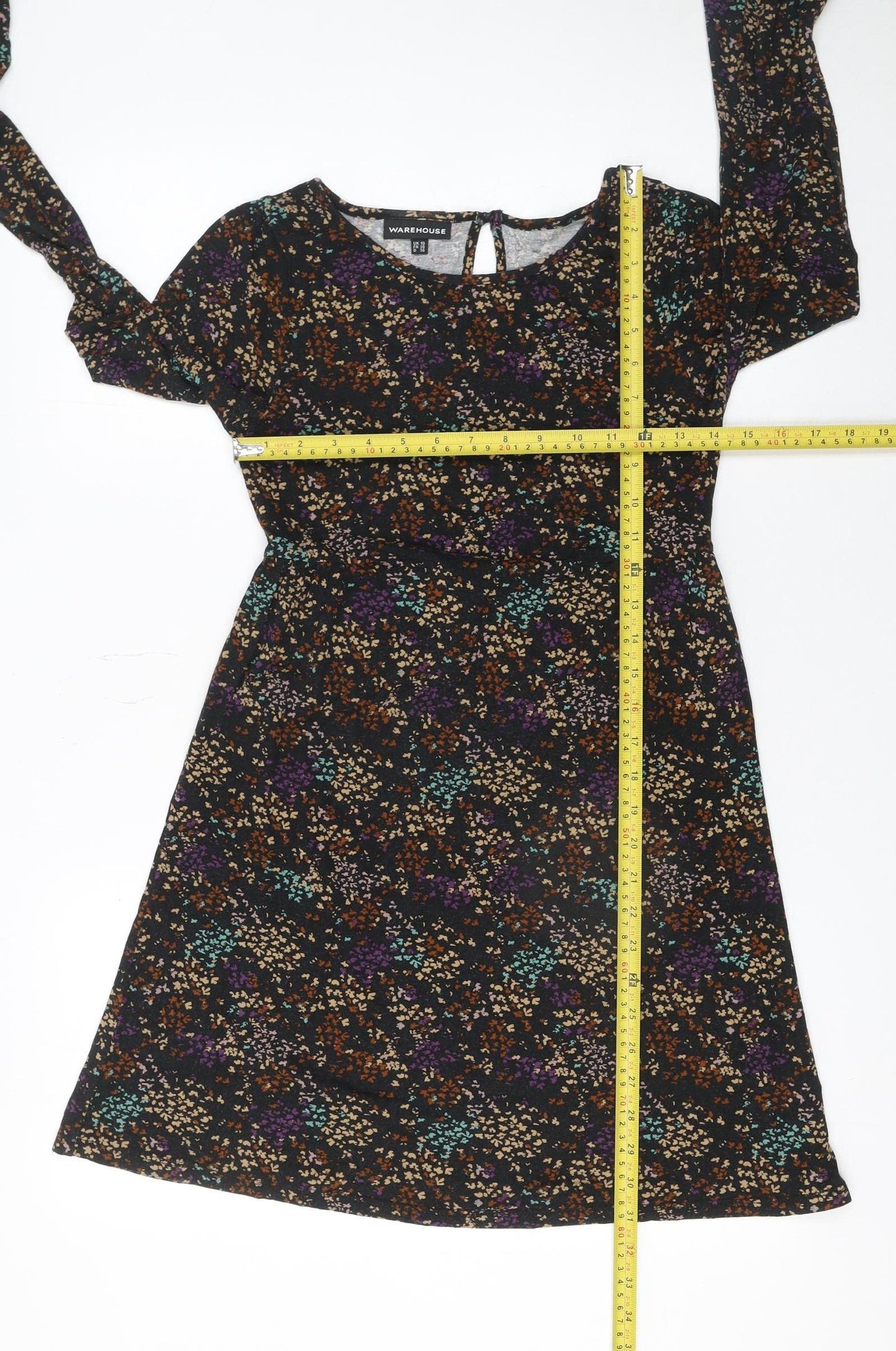 Warehouse Women’s Multicoloured Floral A-Line Dress UK 10