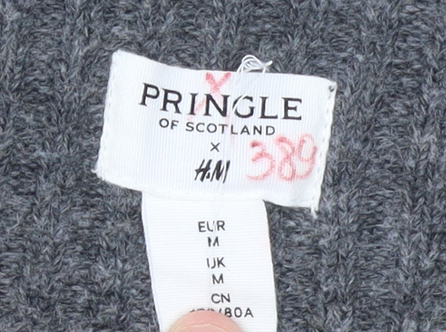 Pringle of Scotland x H&M Women's Grey Argyle Wool Blend Pencil Skirt Size M