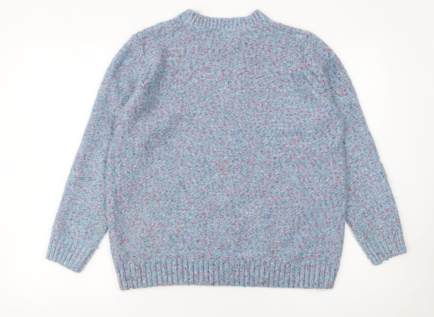 Isle Women Blue Cable Knit Crew Neck Pullover Jumper Size L 18-20