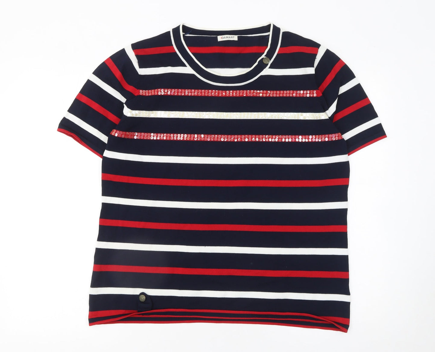 Damart Women’s Multicoloured Striped Sequin Pullover Jumper Size 18