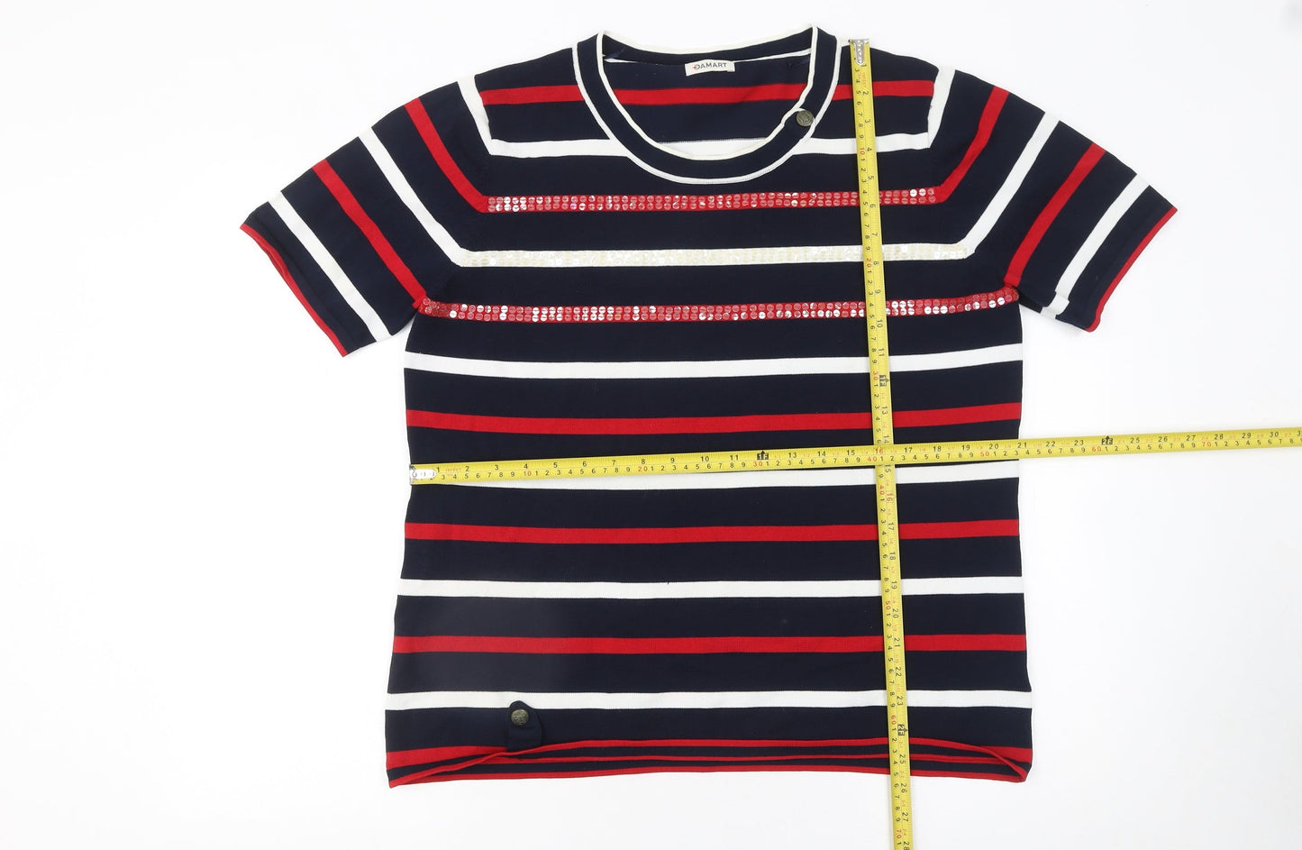 Damart Women’s Multicoloured Striped Sequin Pullover Jumper Size 18
