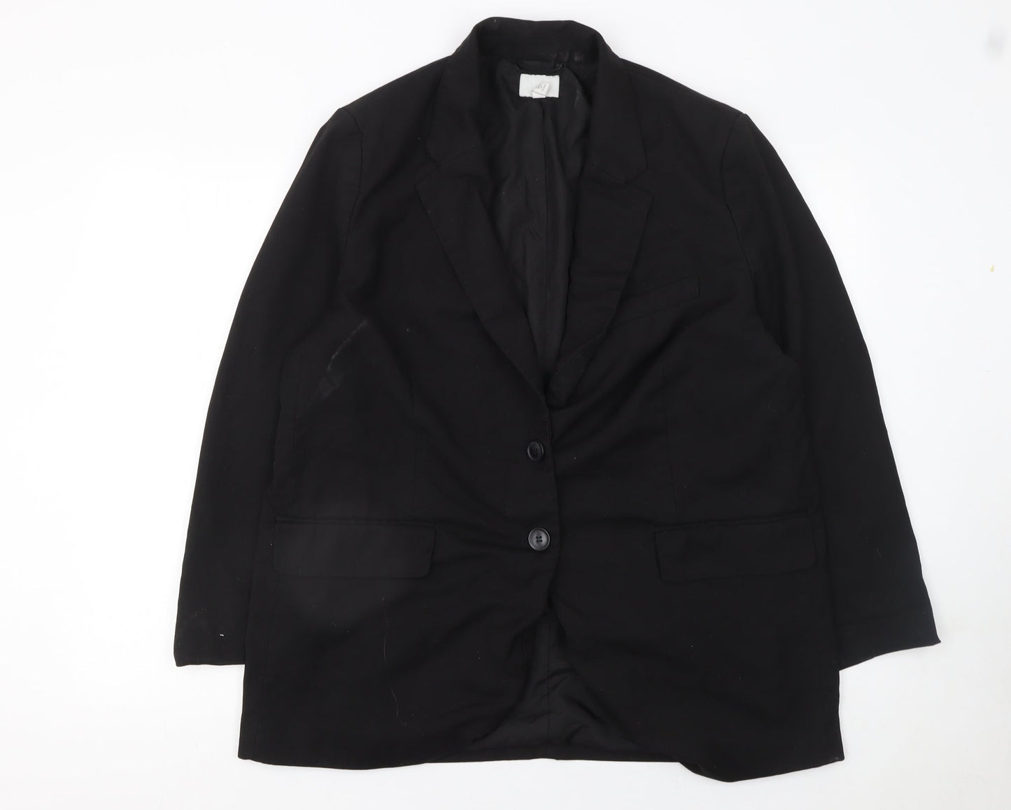 H&M Women's Black L Regular Fit Two-Button Blazer Jacket