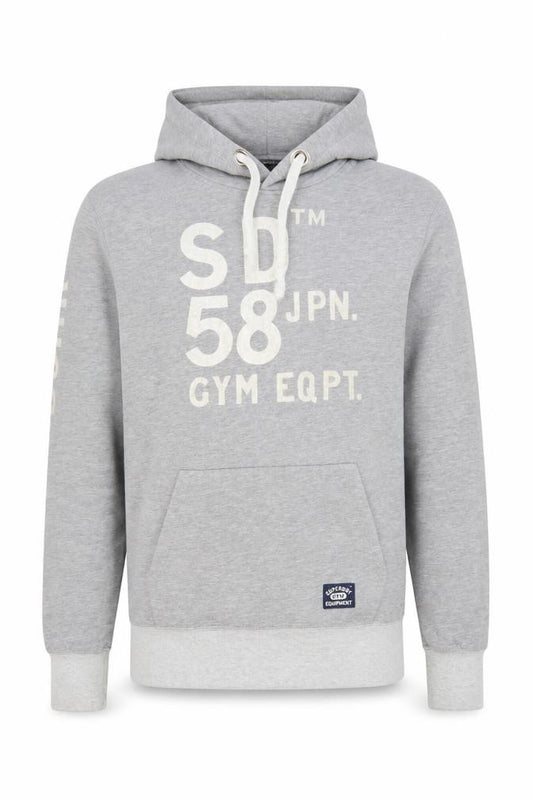 Superdry Men's Grey Pullover Hoodie Large Gym Graphic Print