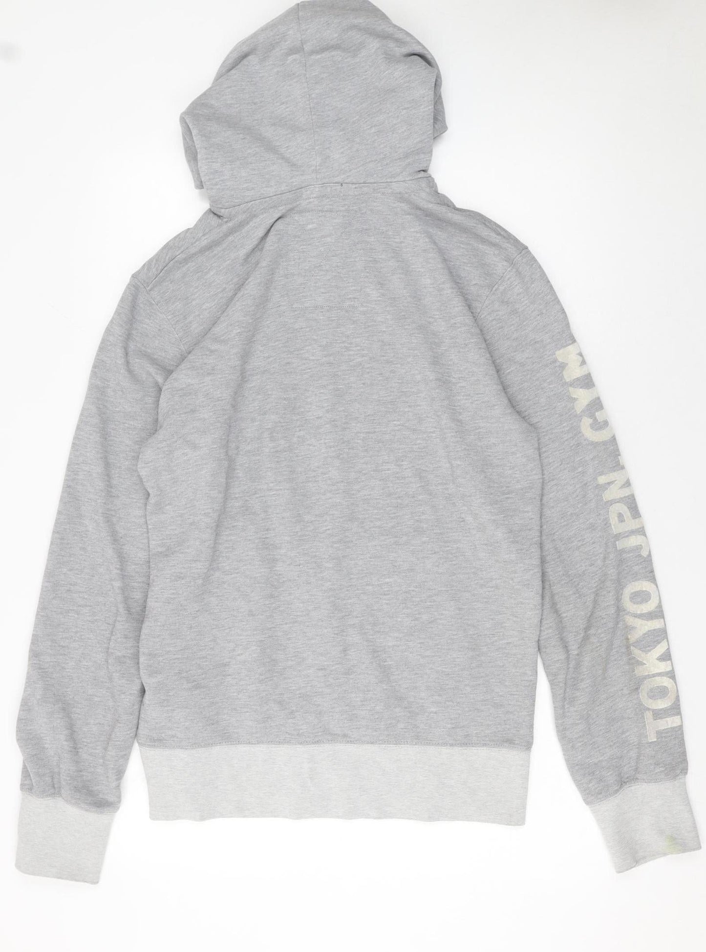 Superdry Men's Grey Pullover Hoodie Large Gym Graphic Print