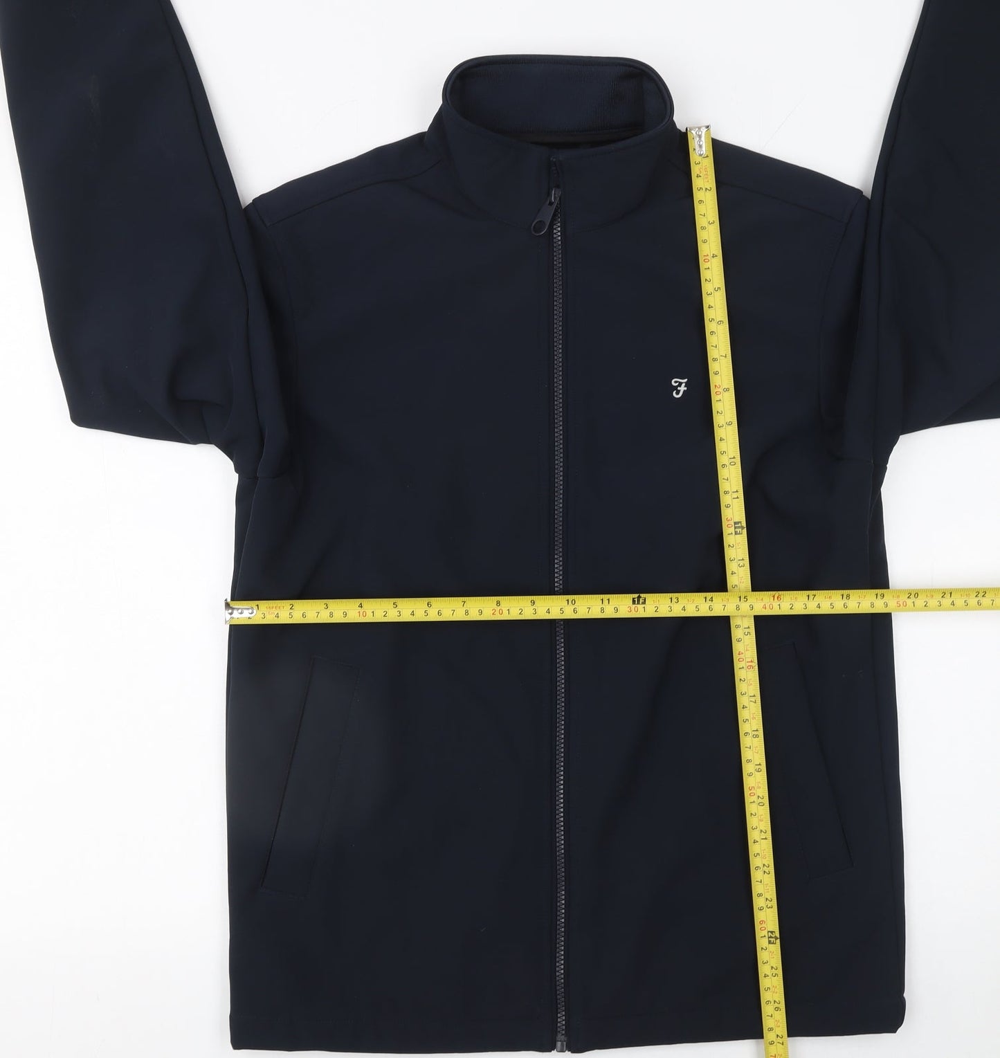 Farah Men's Blue Softshell Jacket Size S Regular Fit Zip Up