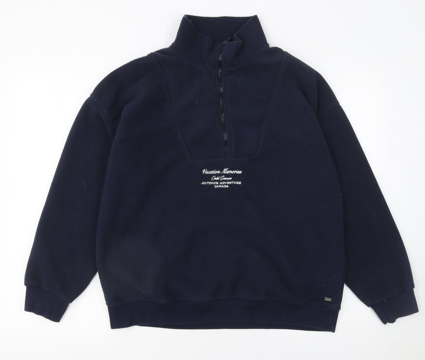 Pull&Bear Teens Navy Fleece 1/4 Zip Sweatshirt Size S