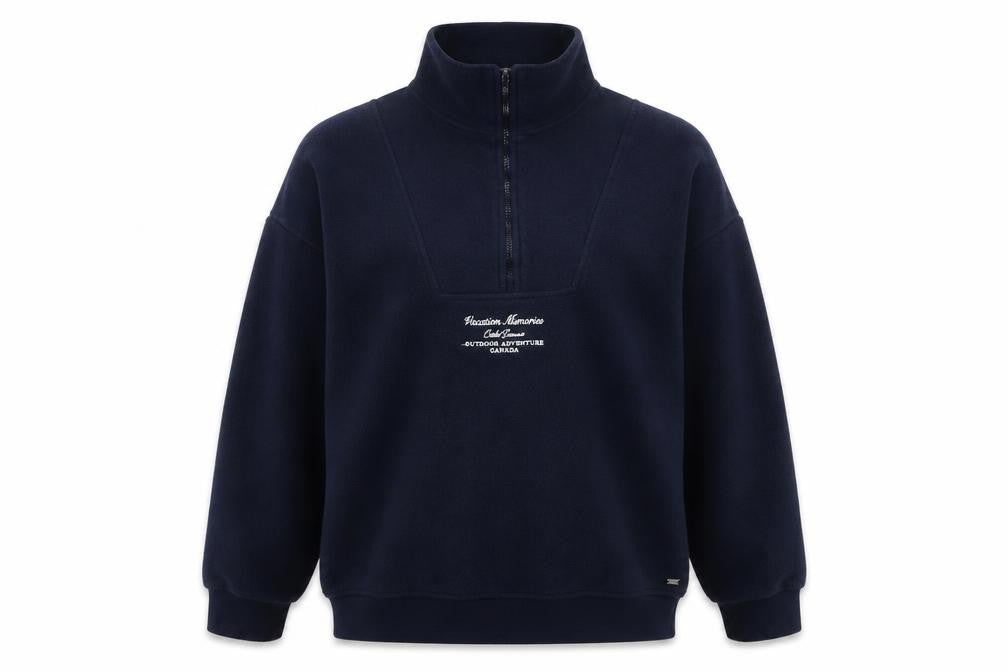 Pull&Bear Womens Navy Fleece 1/4 Zip Sweatshirt Size S
