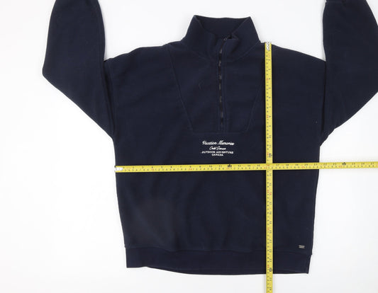 Pull&Bear Teens Navy Fleece 1/4 Zip Sweatshirt Size S