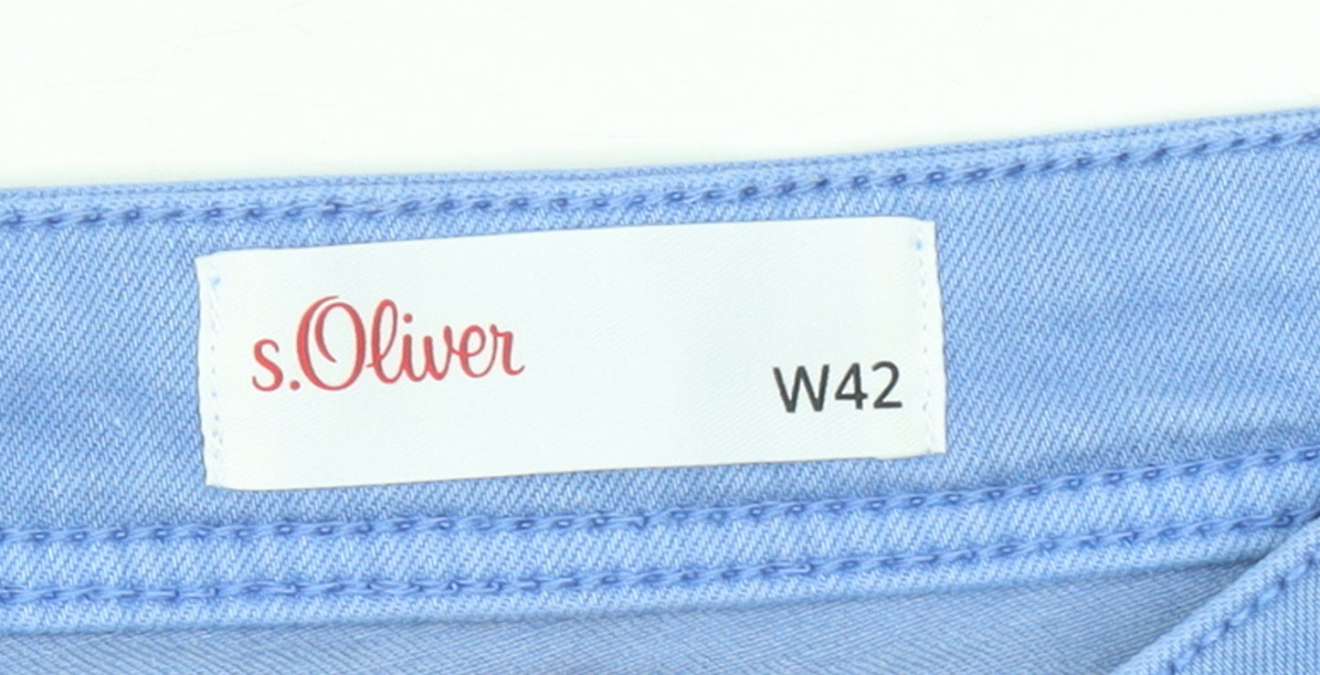 s.Oliver Women Blue W42 Bermuda Shorts Cotton Blend Casual
