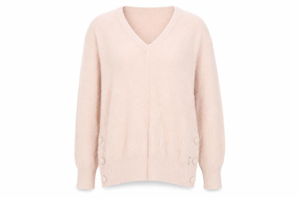 Vila Joy Women Pink V-Neck Knit Pullover Jumper Size S