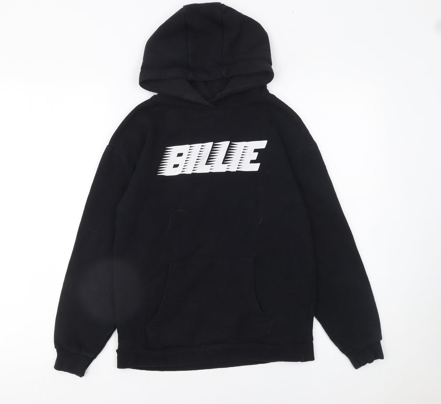 Primark Boys Black Hoodie 10-11 Years Pullover Fleece Graphic BILLIE Top