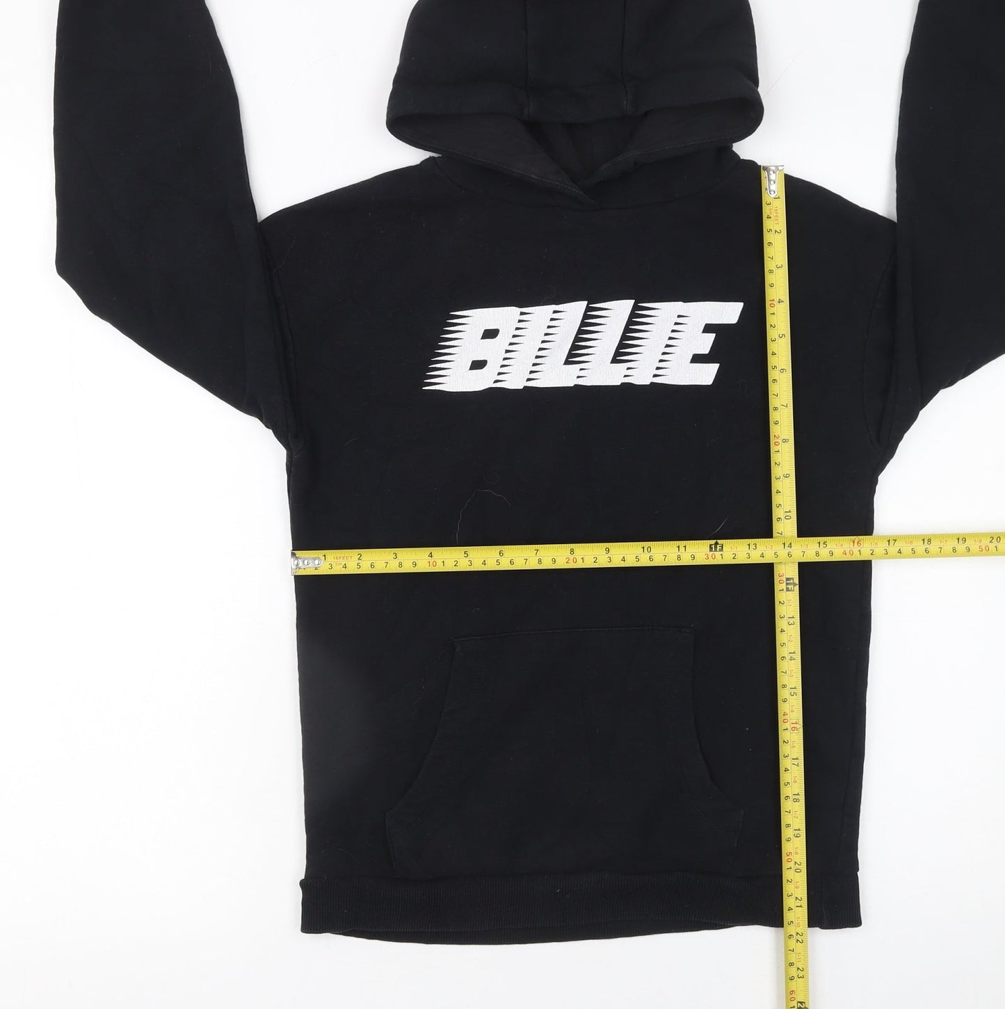 Primark Boys Black Hoodie 10-11 Years Pullover Fleece Graphic BILLIE Top
