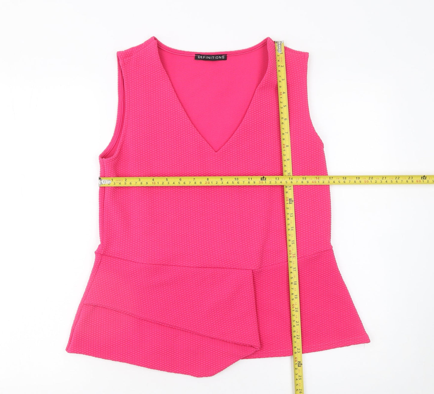 Definitions Women's Pink Sleeveless V-Neck Tunic Blouse Size 16