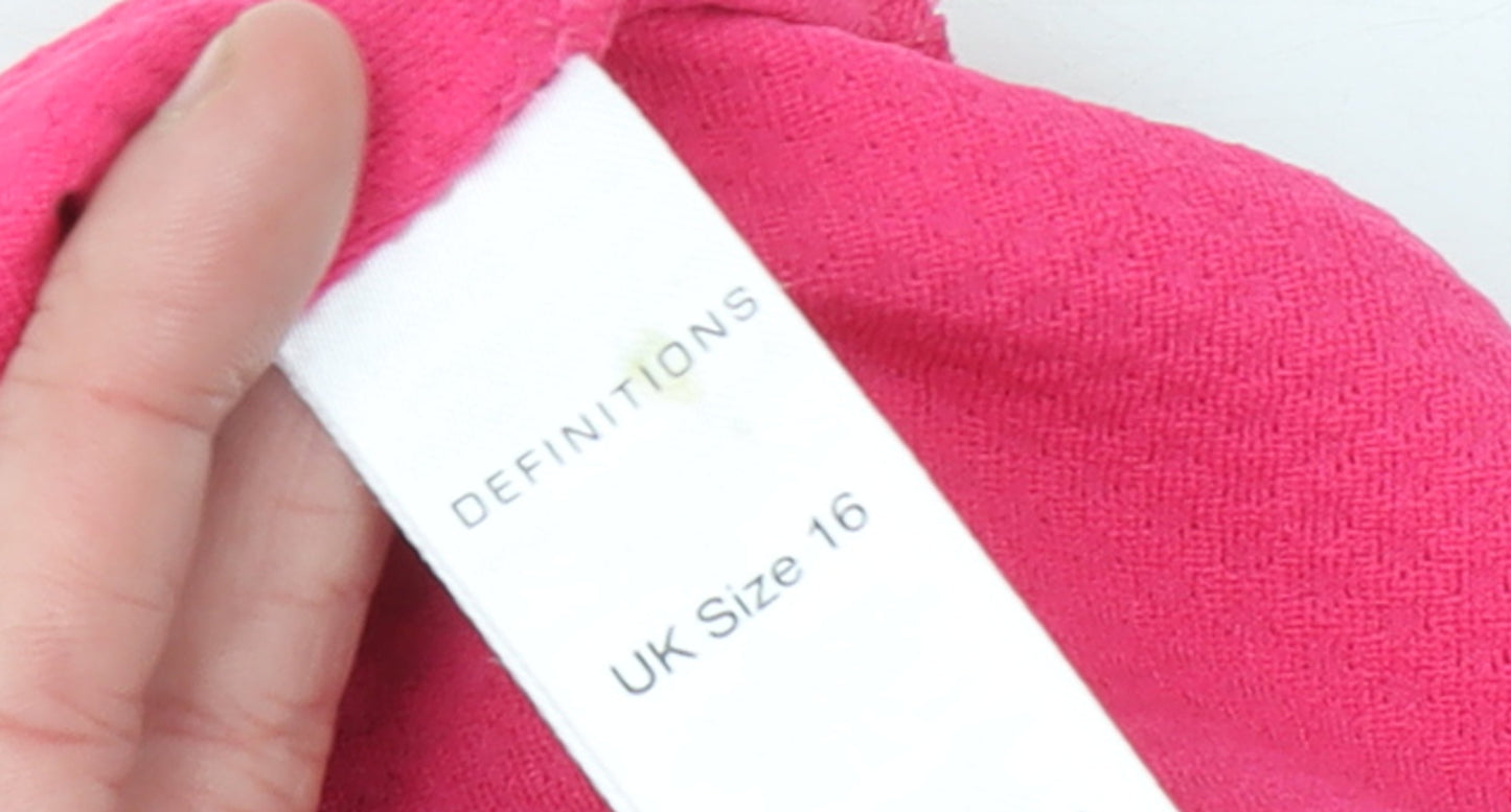 Definitions Women's Pink Sleeveless V-Neck Tunic Blouse Size 16