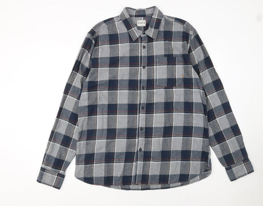 Jack & Jones Men's Blue Checked Flannel Button-Up Shirt XXL