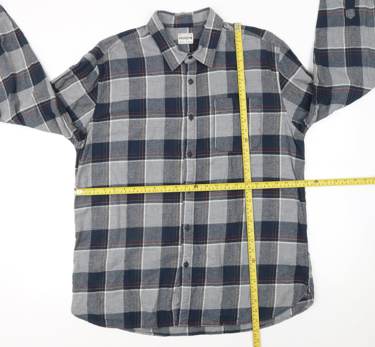 Jack & Jones Men's Blue Checked Flannel Button-Up Shirt XXL