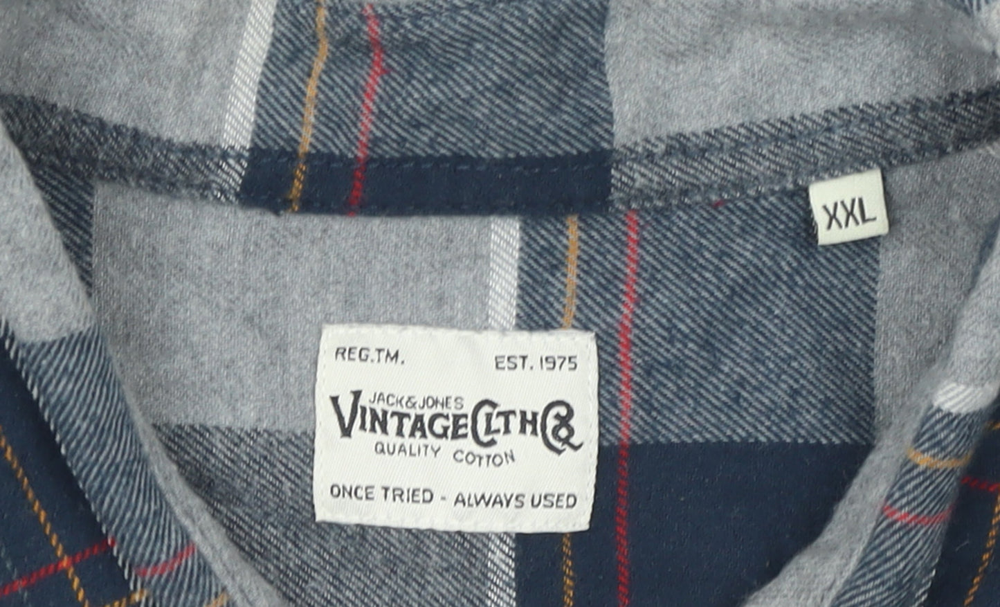 Jack & Jones Men's Blue Checked Flannel Button-Up Shirt XXL