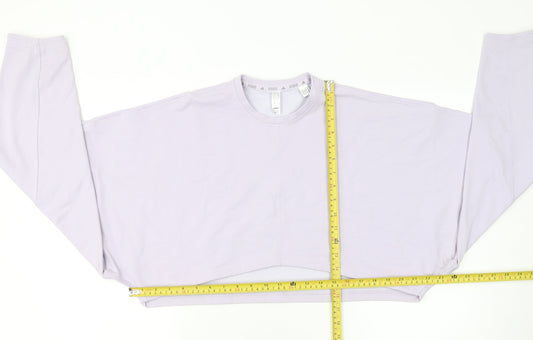Adidas Women Lilac Cropped Pullover Sweatshirt UK 12-14 Studio