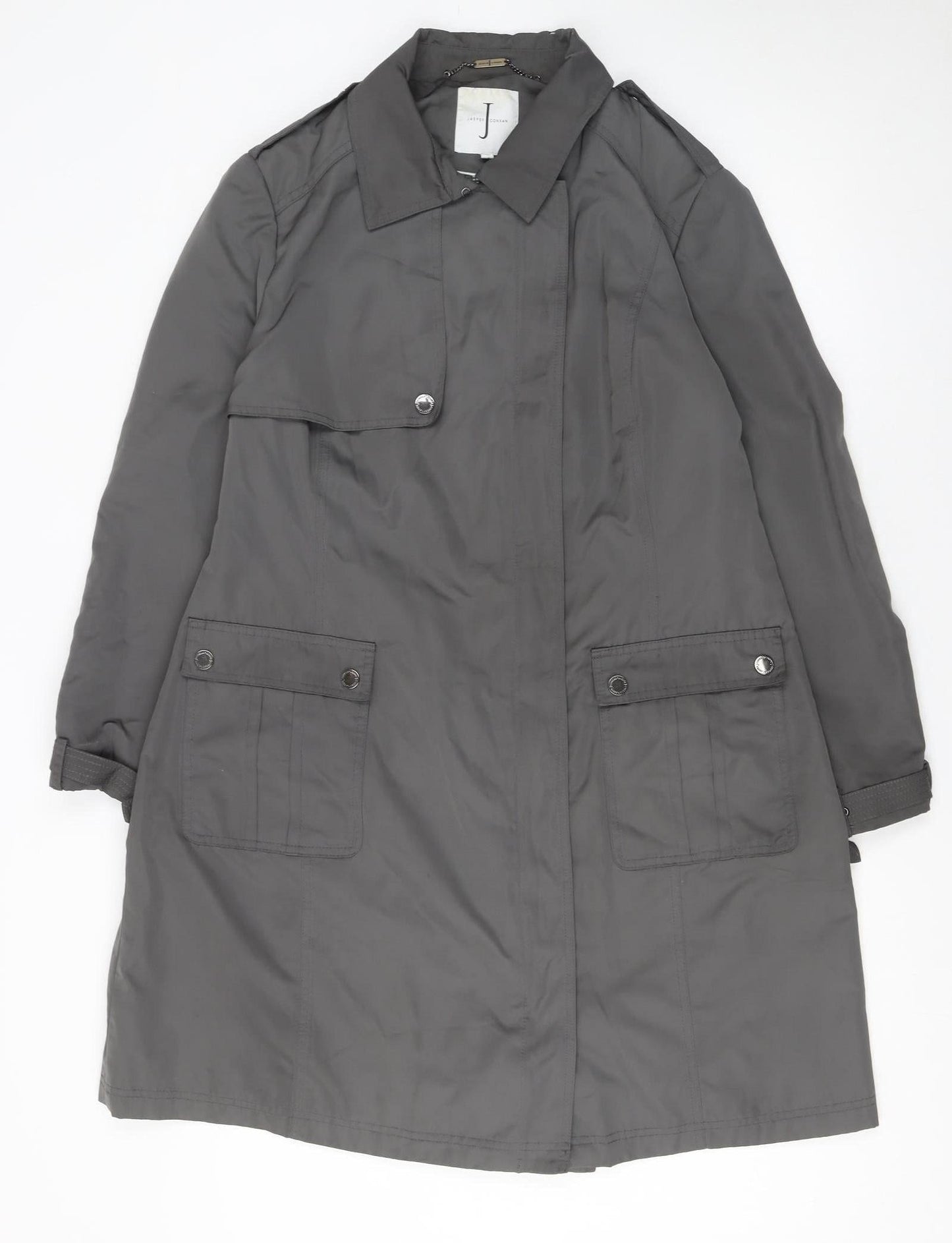 Debenhams Women’s Grey Trench Coat Size 16 Long Lined Polyester