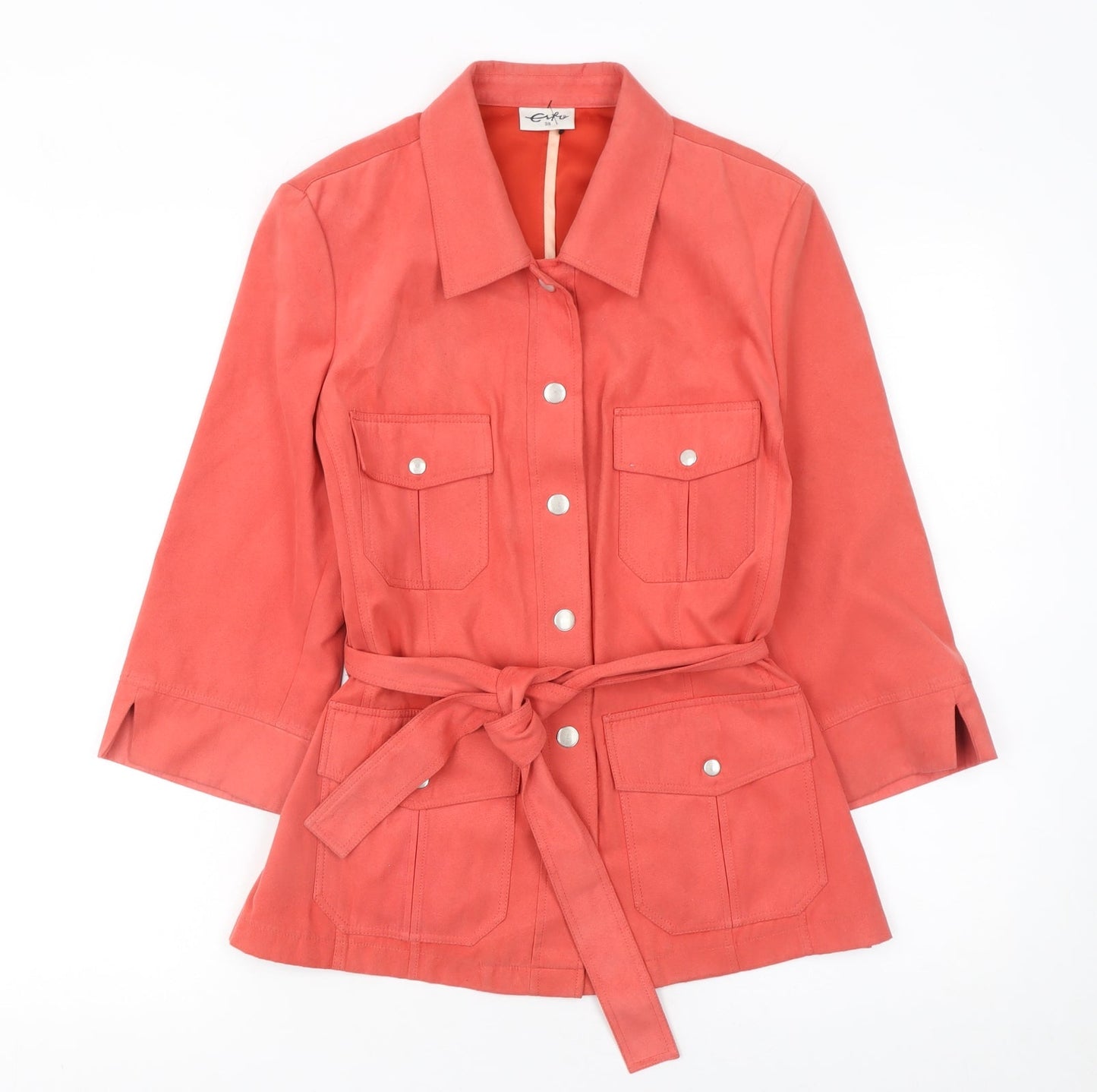 Erfo Women's Orange Belted 3/4 Sleeve Polyester Jacket Size 10