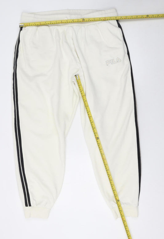 Fila Women's White 3XL Sweatpants with Black Stripe Detail