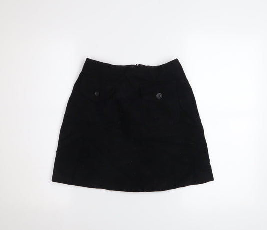 Warehouse Women’s Black Wool A-Line Short Skirt Size 10