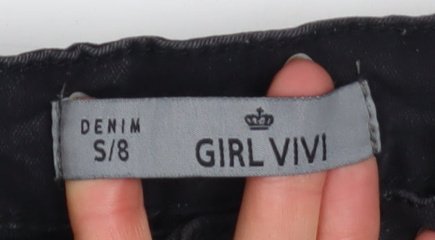 GIRL VIVI Women's Black Skinny Distressed High Rise Jeans Size 8