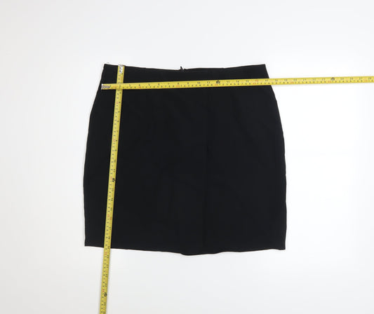 Boohoo Women Black Knee Length Stretch Pencil Skirt UK 16
