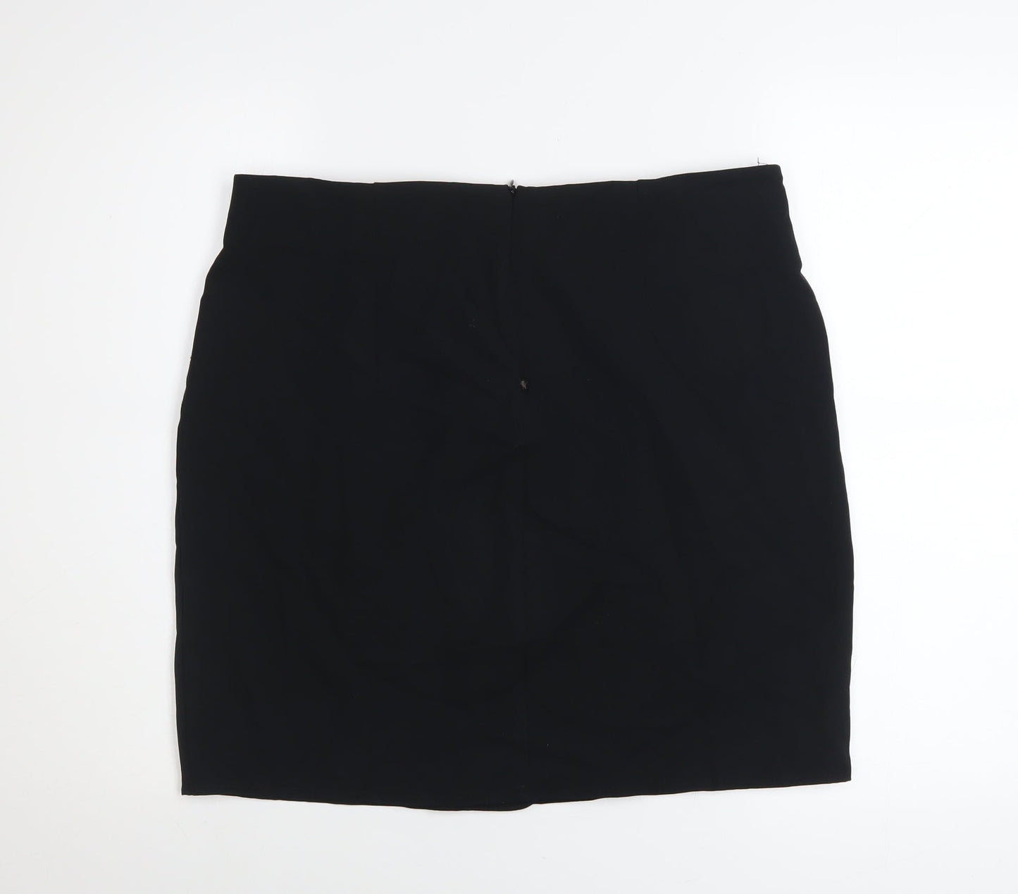 Boohoo Women Black Knee Length Stretch Pencil Skirt UK 16
