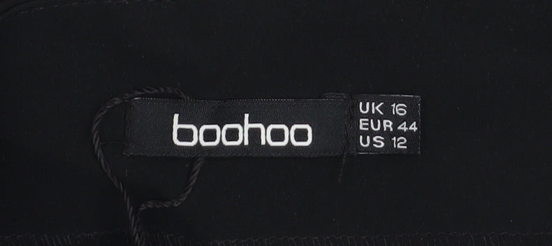 Boohoo Women Black Knee Length Stretch Pencil Skirt UK 16