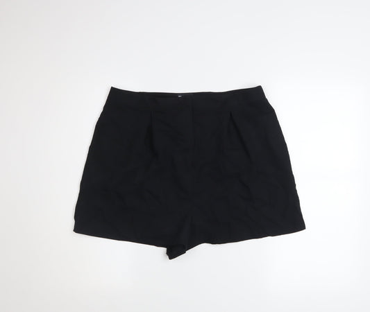 ASOS DESIGN Women Black Size 16 High Rise Pleated Chino Shorts