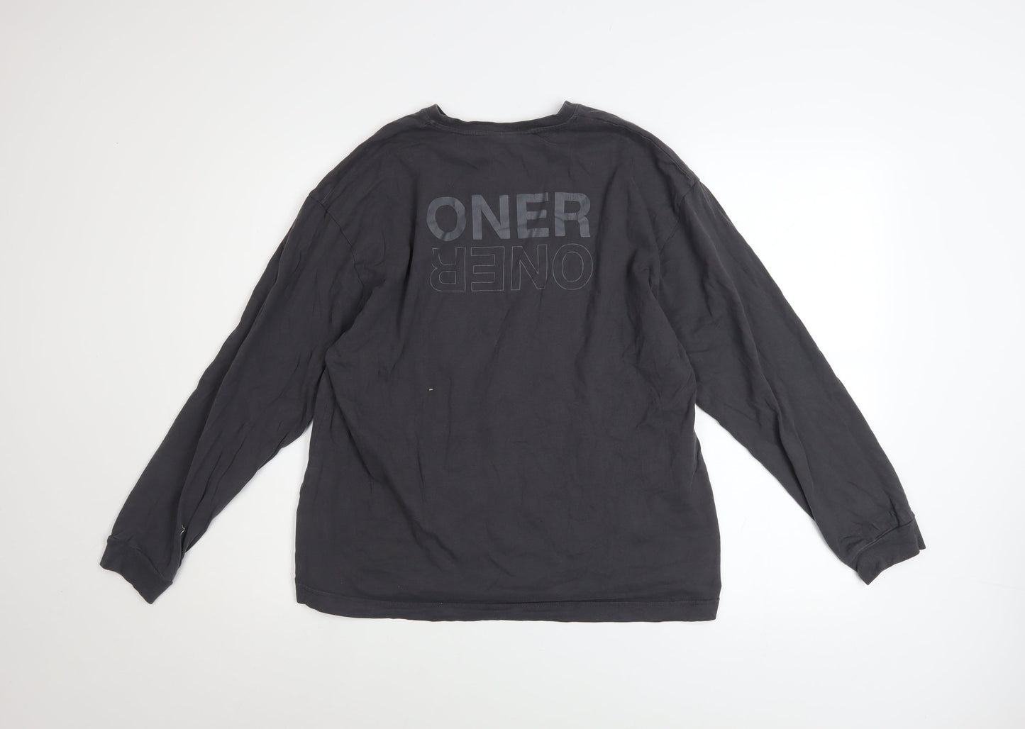 Oner Active Men's Black Long Sleeve Cotton Crew Neck Top M