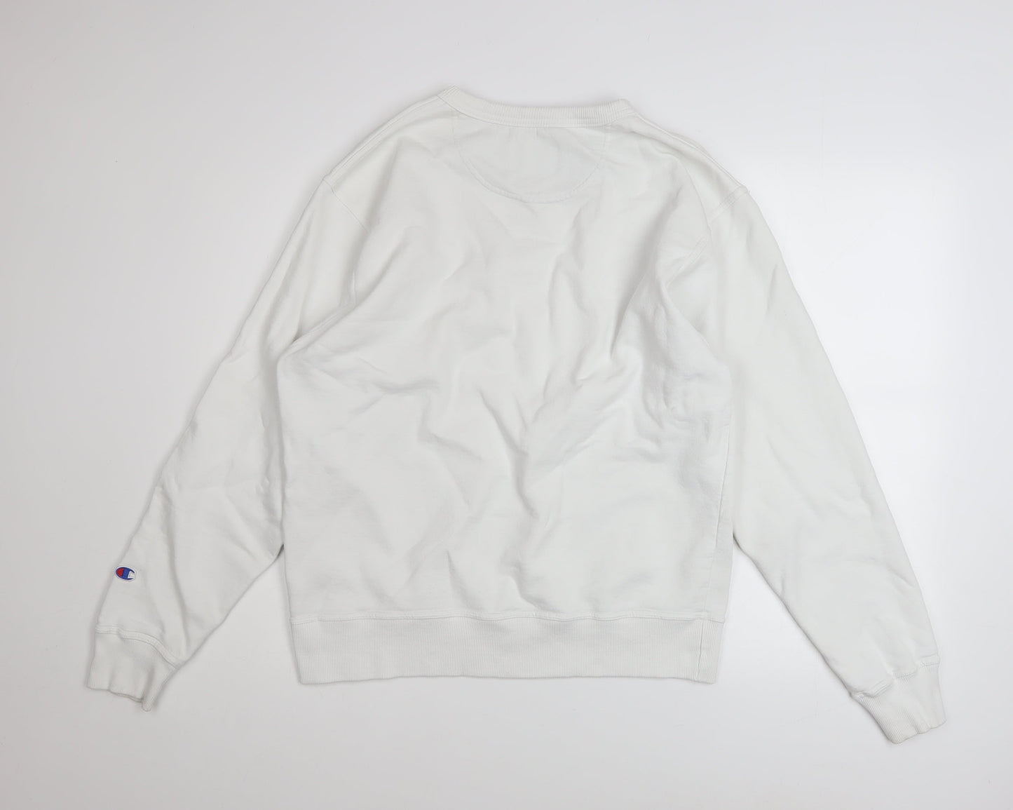 Champion Men's White Crew Neck Pullover Sweatshirt M Regular Fit