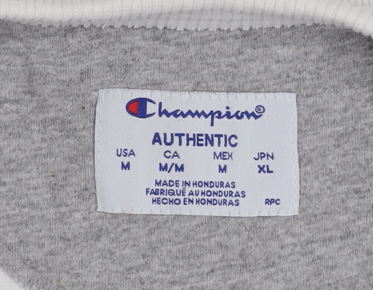 Champion Men's White Crew Neck Pullover Sweatshirt M Regular Fit