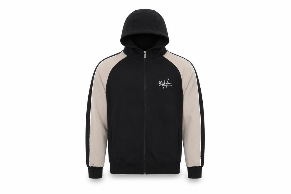 883Police Men's Black Beige Full Zip Hoodie Size S Regular Fit