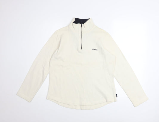 Maine New England Womens Ivory 1/4 Zip Cotton Sweatshirt Size 12