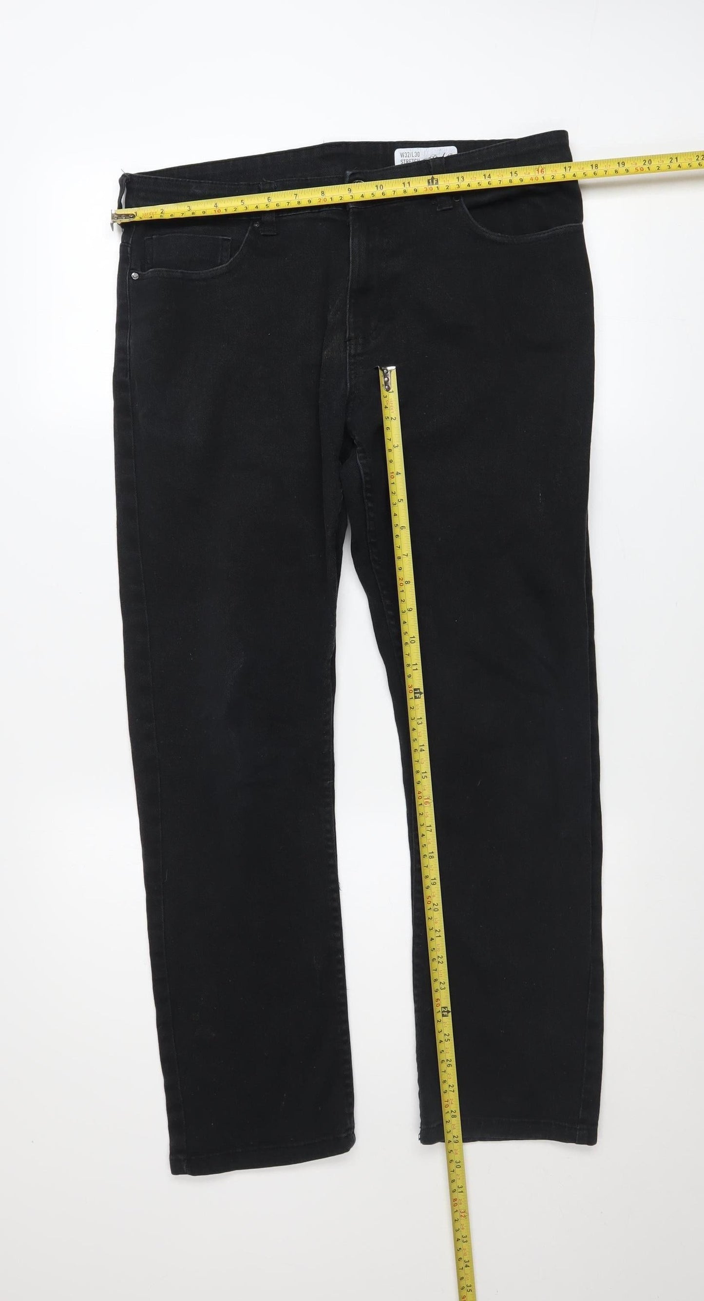 Denim Co. Men's Black Straight Stretch Jeans W32 L30